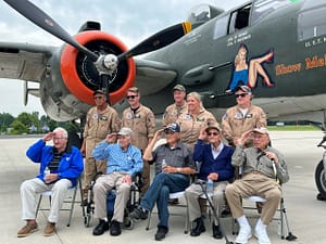 photo of the Honor Flight group (Eugene Pflughaupt far right)