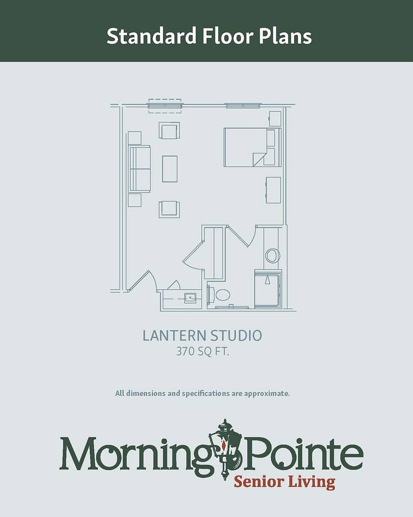 370 square foot lantern studio floorplan