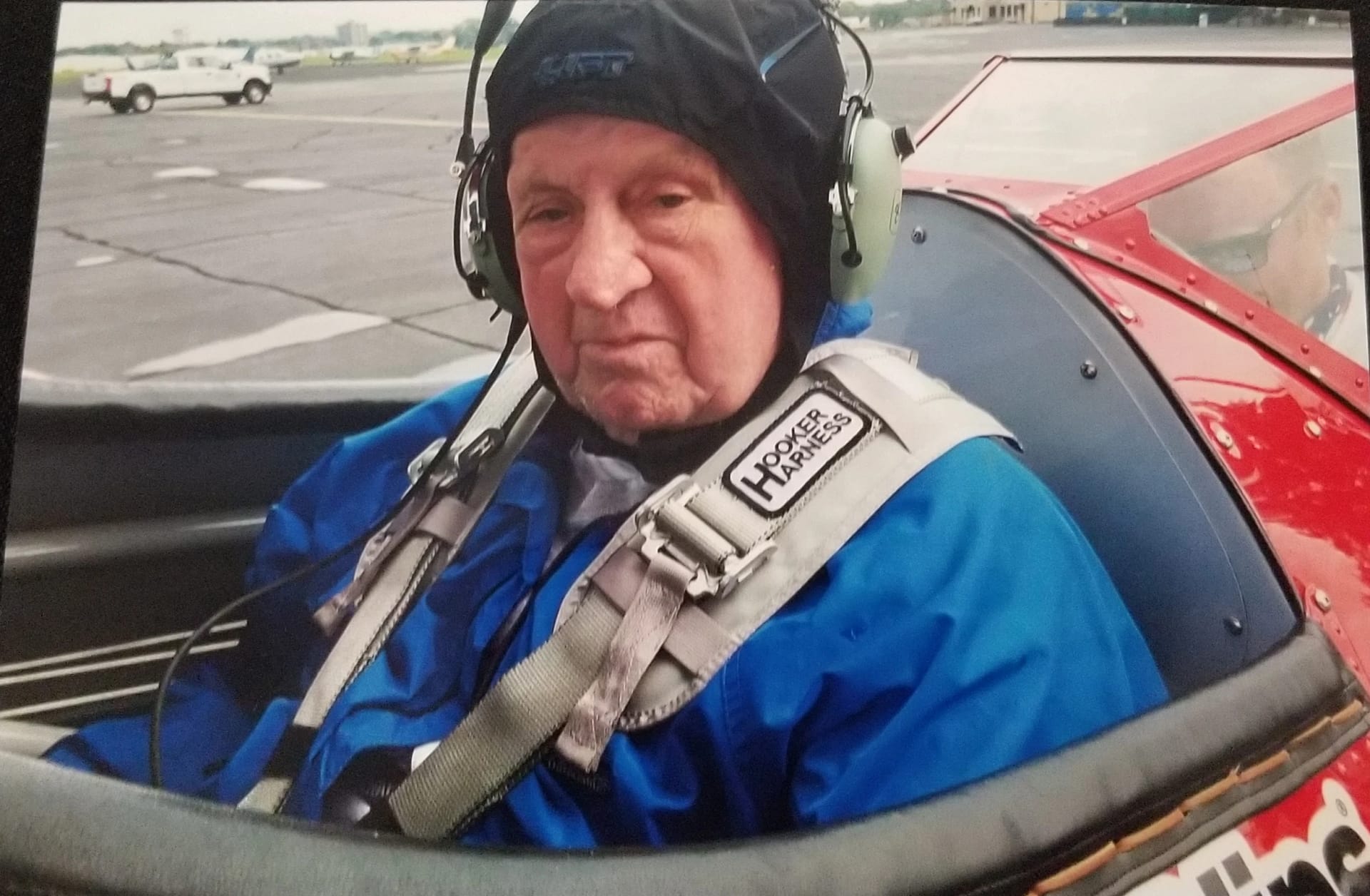 WWII veteran sitting in plane