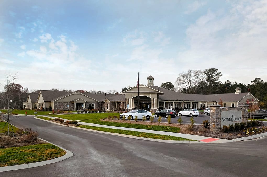 East Hamilton campus exterior shot of building and parking lot
