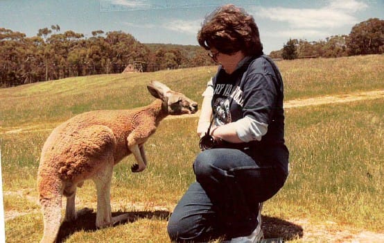 photo of Brenda with a kangaroo