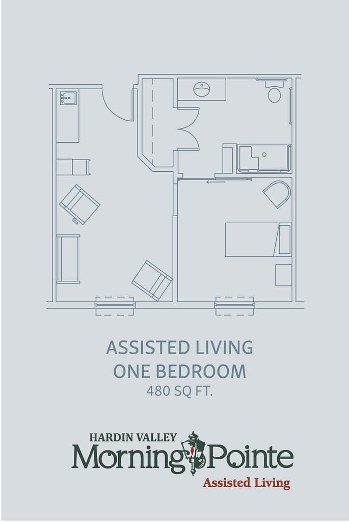 Hardin Valley assisted living one bedroom floorplan