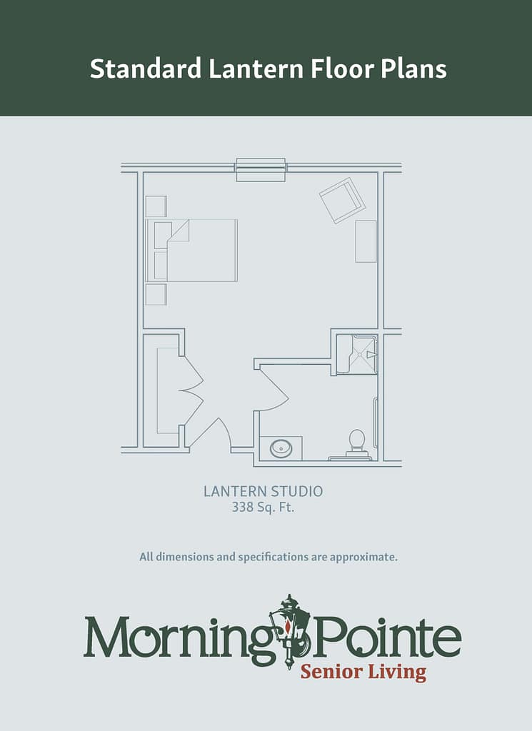 338 square foot lantern studio floorplan