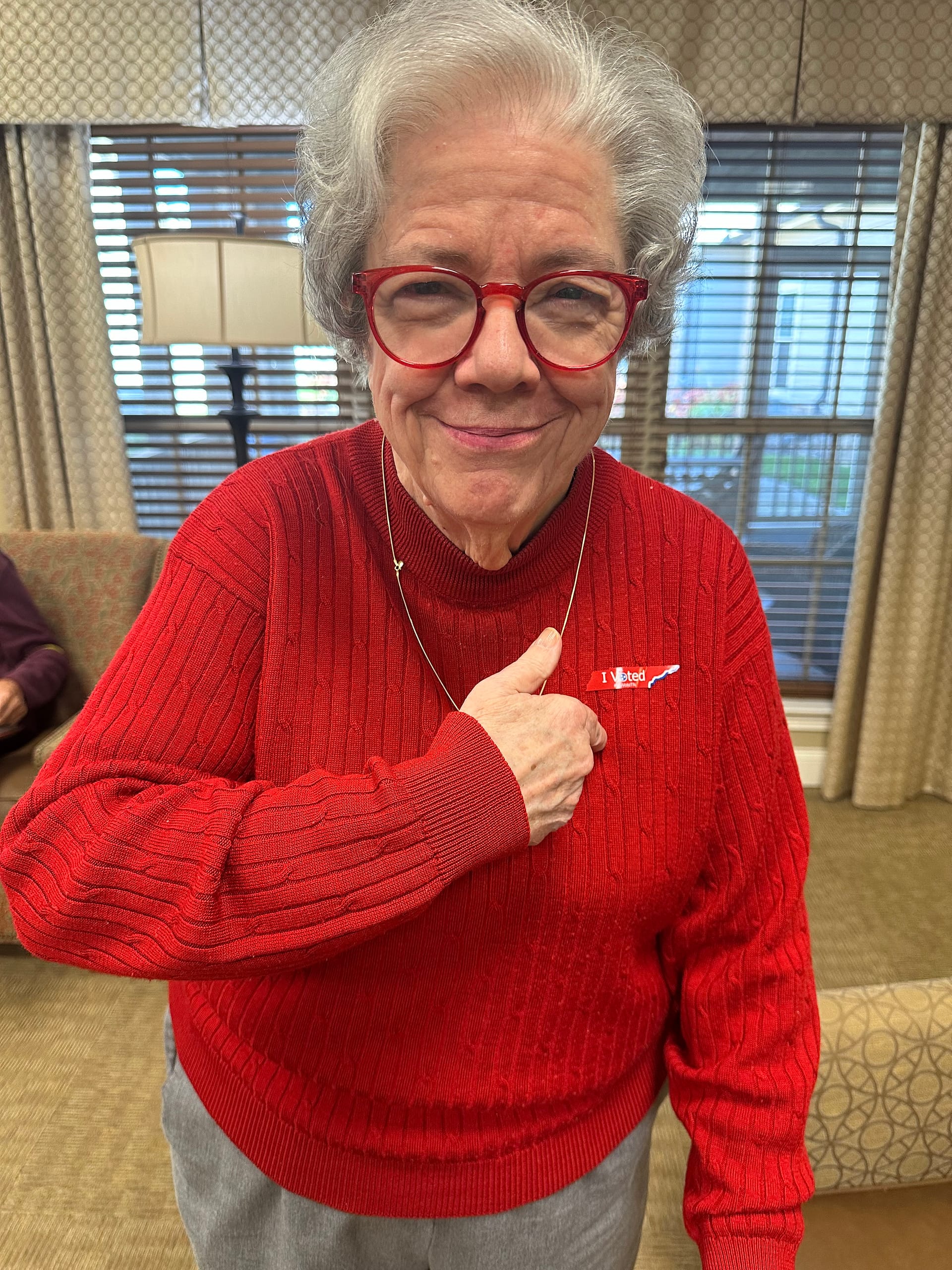 photo of Brenda voting at Morning Pointe of Franklin