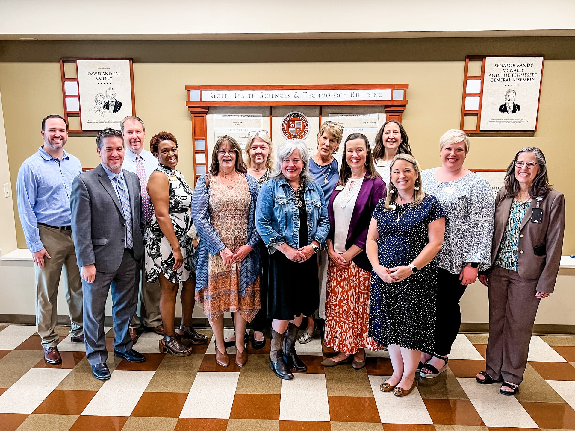 Roane State and Morning Pointe representatives pause for a group photo during a tour of the college’s Oak Ridge campus.