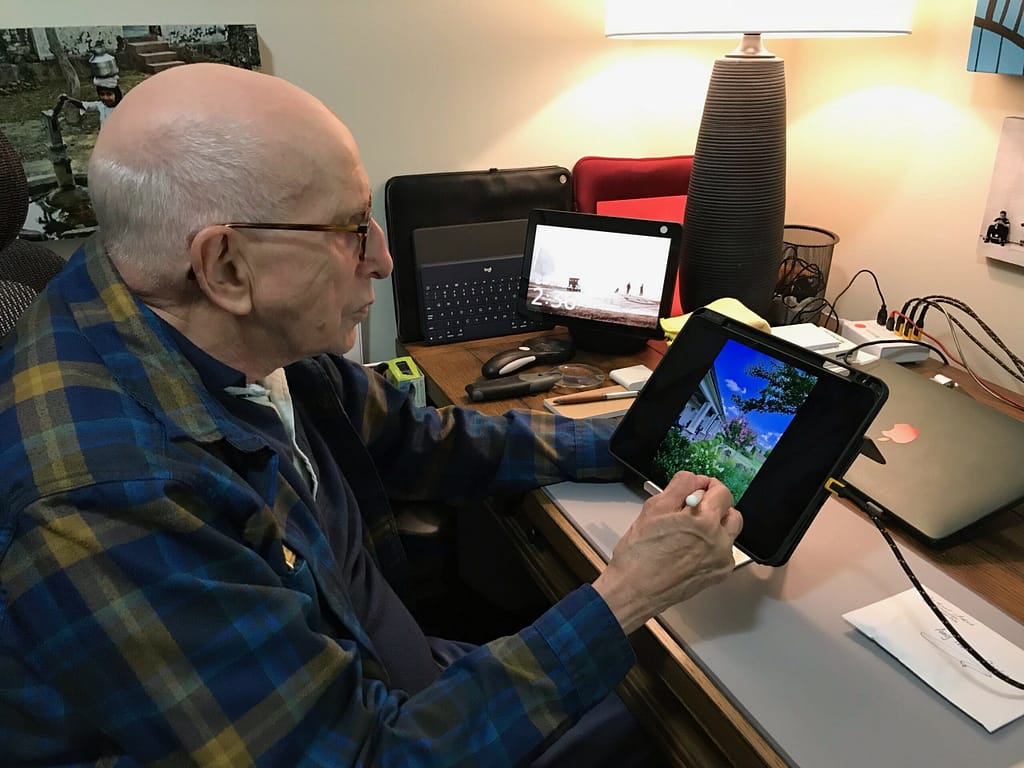 photo of Dr. Sobel editing photos