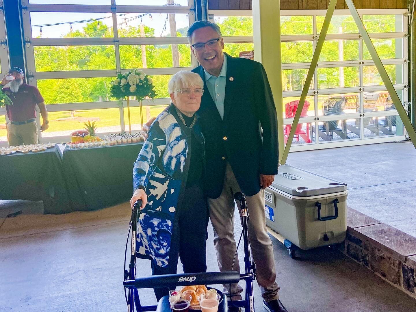 Photo of Morning Pointe resident Jan Tuller with Greg A. Vital, Morning Pointe Senior Living Co-Founder and President