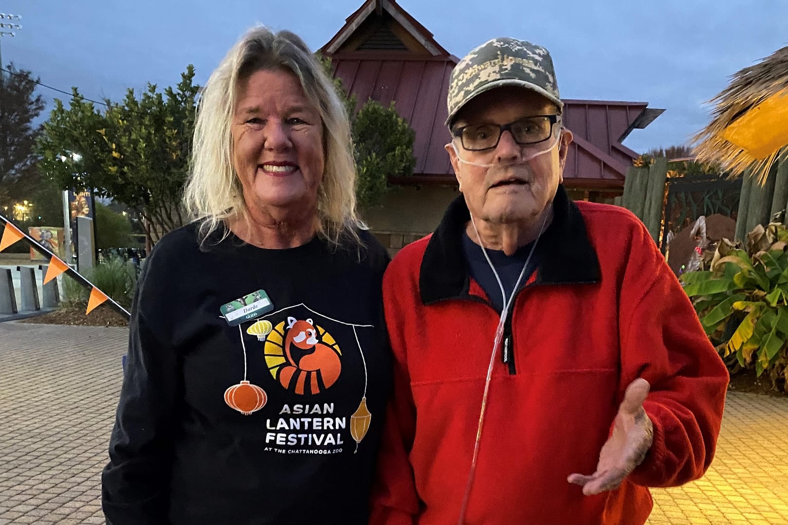 photo of Tom Donovan at the Chattanooga Zoo with Darde Long, president and CEO of the Friends of the Zoo, which runs the attraction