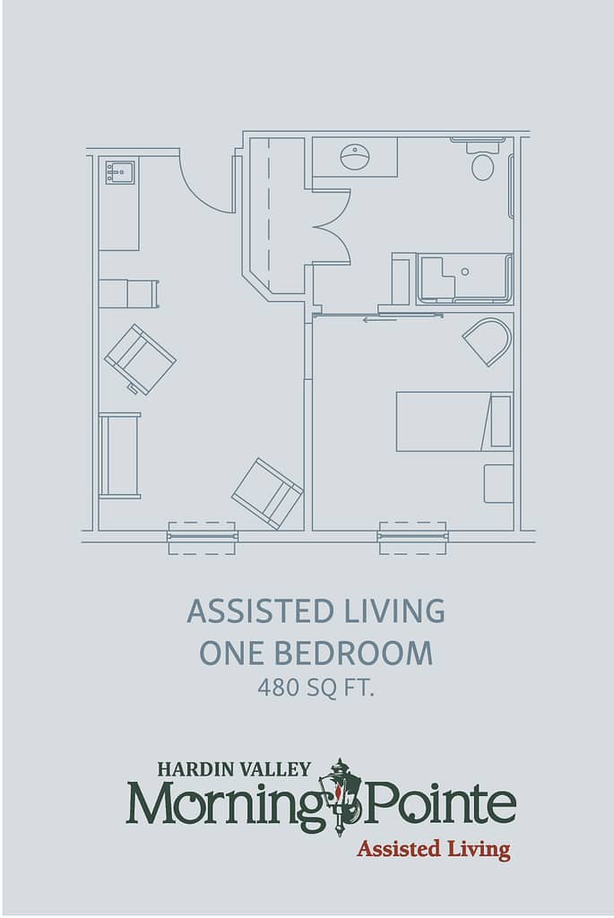 Hardin Valley assisted living one bedroom floorplan