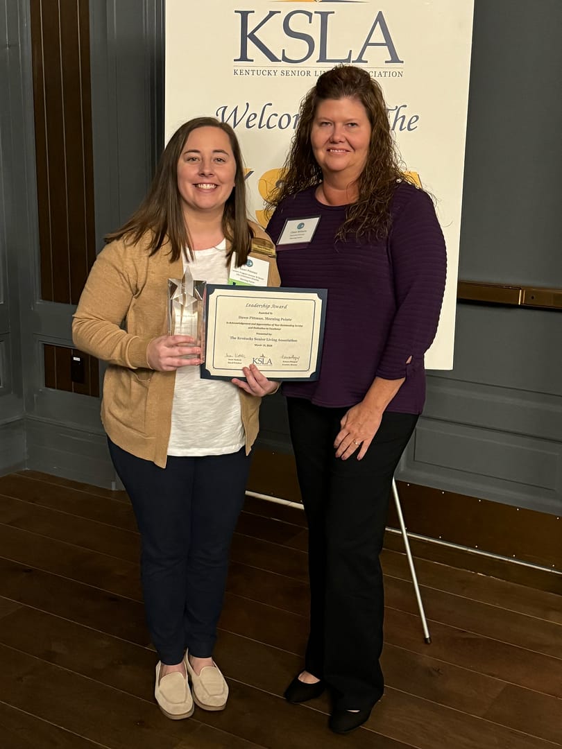 Photo of (left) Dawn Pittman, senior Lantern program director at The Lantern at Morning Pointe of Lexington, KY, with (right) Chase Williams, executive director of her community