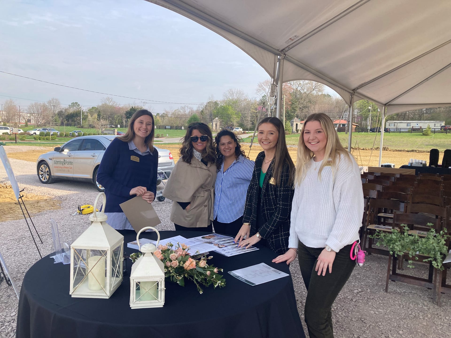 Sarah, far left, assisting with the groundbreaking at The Lantern at Morning Pointe Alzheimer's Center of Excellence, East Hamilton