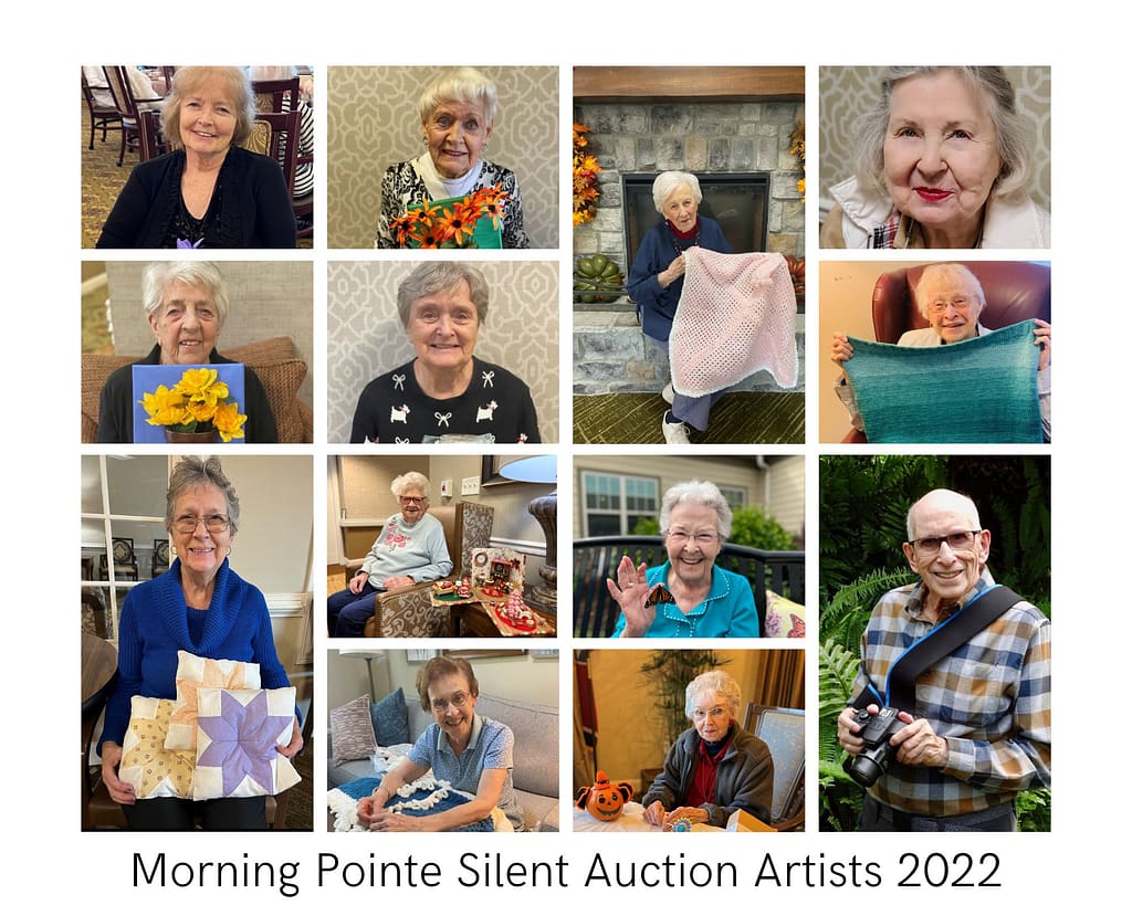 Collage of artists featured in Morning Pointe's silent auction