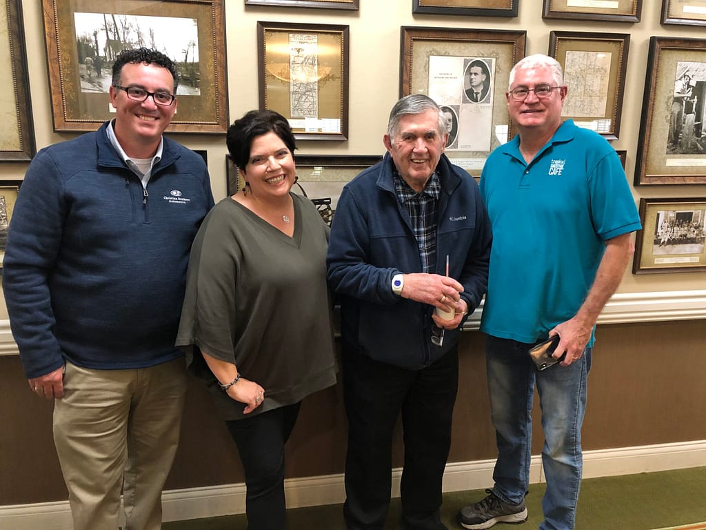photo of Ted Reed from Tropical Café (far right) bringing smoothies to Morning Pointe of Spring Hill, Tennessee