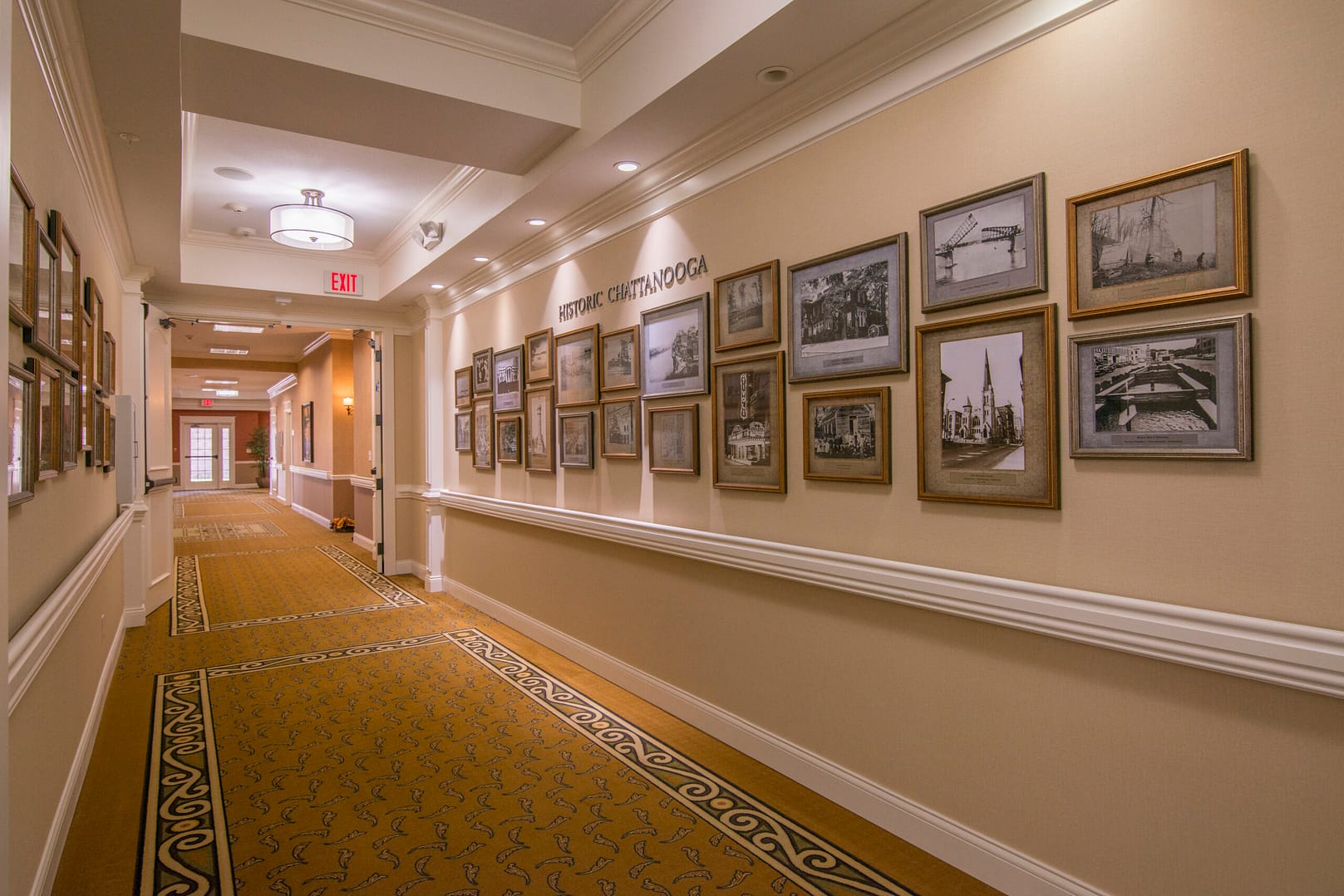 Chattanooga campus hallway filled with historical photos