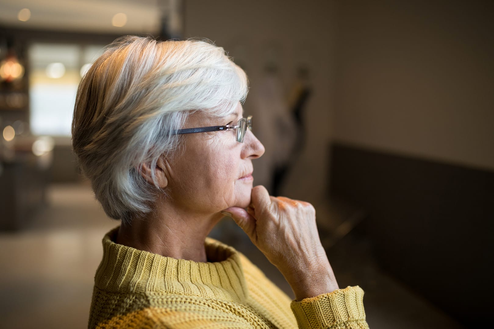 stock photo of thinking woman