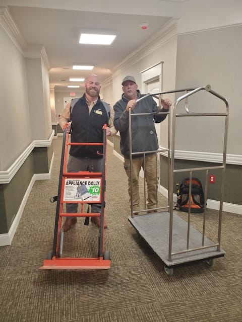 photo of Lones Green, community relations director, with Jim Reeves, maintenance director