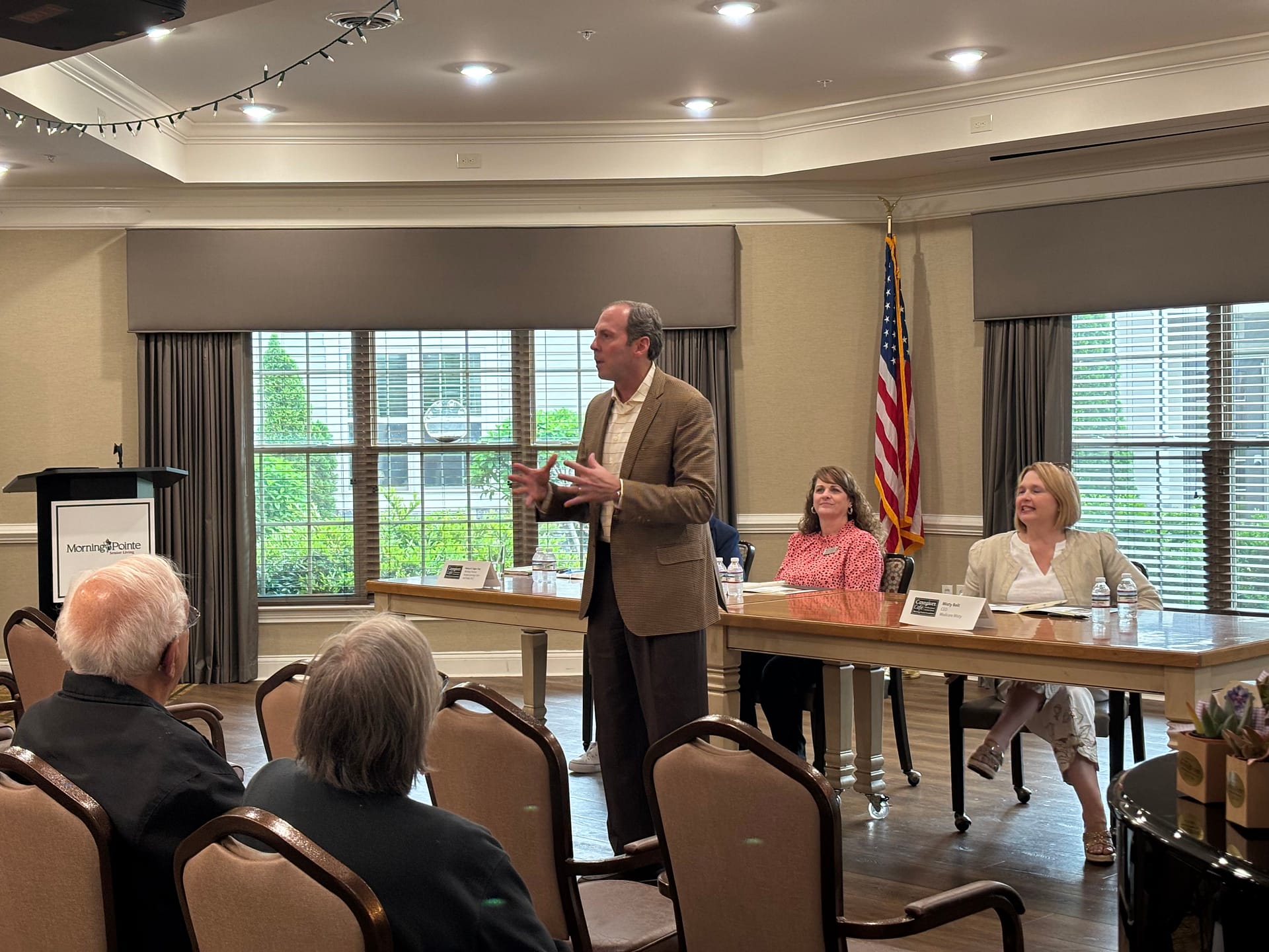 photo of Franklin Farrow, Morning Pointe Senior Living co-founder and CEO, addressing the crowd