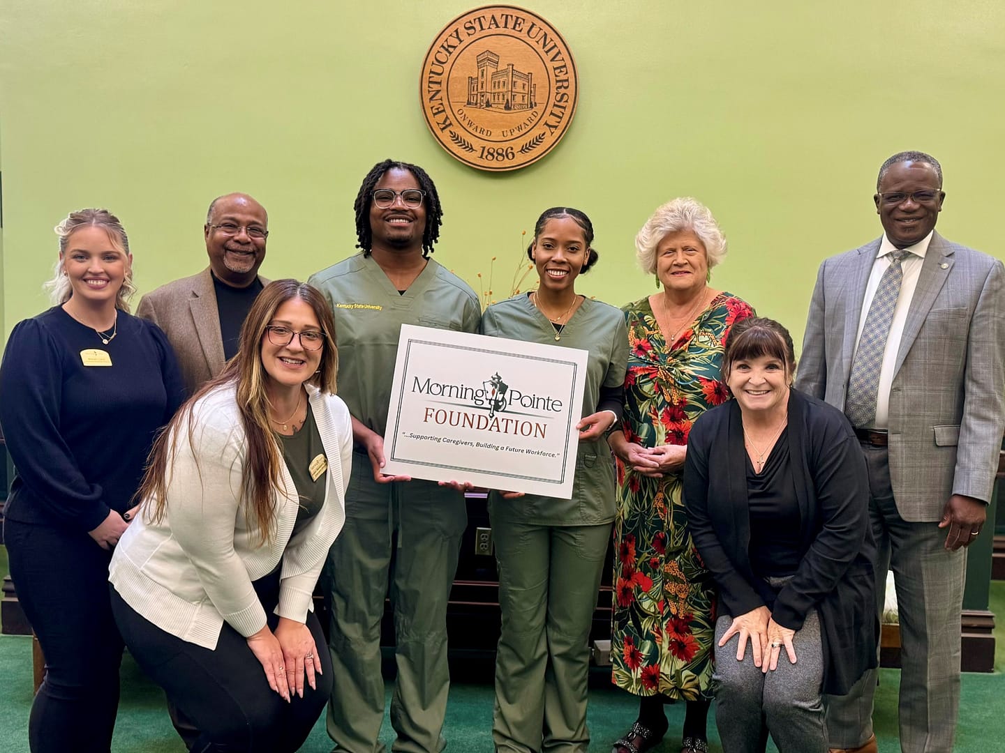 photo of Kentucky State University representatives with Morning Pointe's Frankfort campus representatives