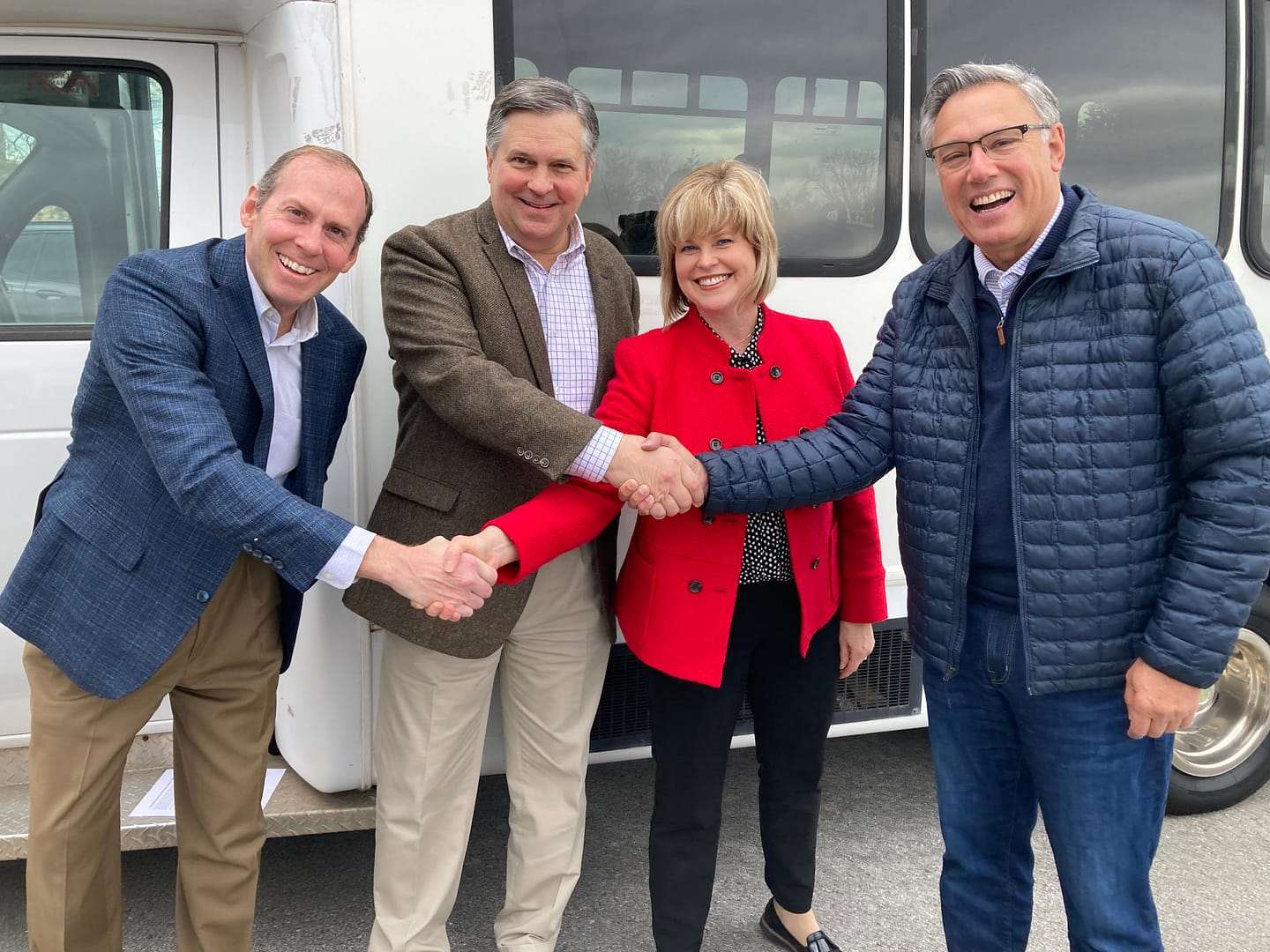 Left to right: Franklin Farrow, Morning Pointe Senior Living Co-Founder and CEO; Rob Taylor, President of the Caldsted Foundation Board; Joanna King, Caldsted Executive Director; and Greg A. Vital, Morning Pointe Senior Living Co-Founder and President