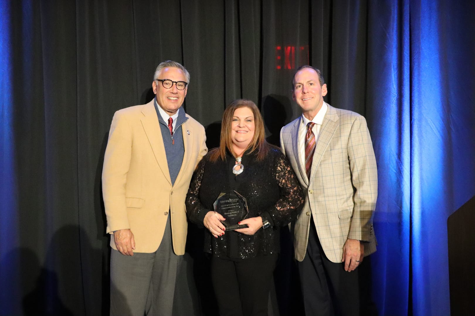 photo, left to right: Greg A. Vital, Morning Pointe Senior Living co-founder and president; Tana Caldwell, executive director at Morning Pointe of Tullahoma; and Franklin Farrow, Morning Pointe Senior Living co-founder and CEO