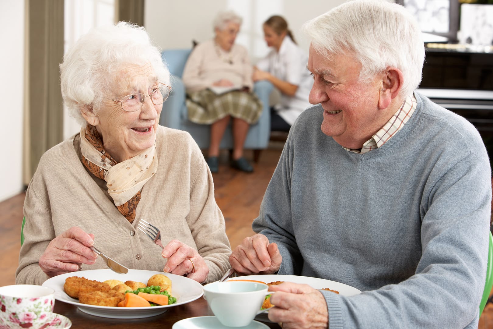 stock photo of dining seniors
