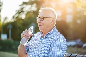 Senior hydration stock photo