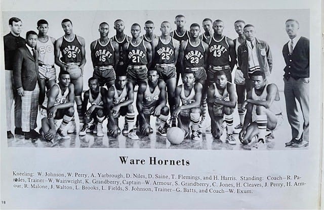 photo of Bob Paredes as coach of the W. P. Ware High School basketball team