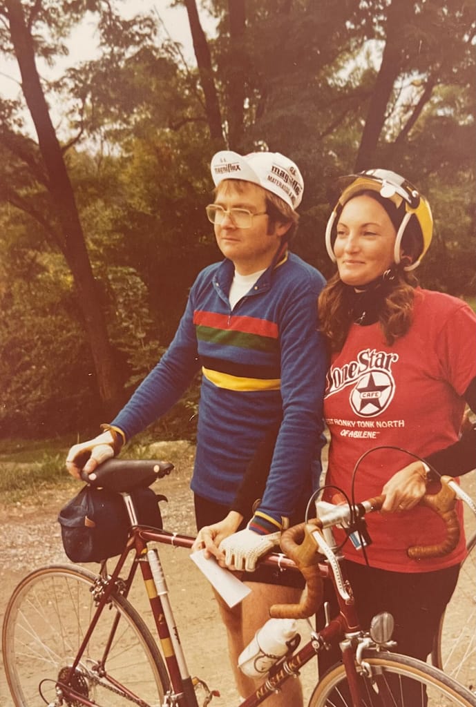 Nancy and Roy bicycling