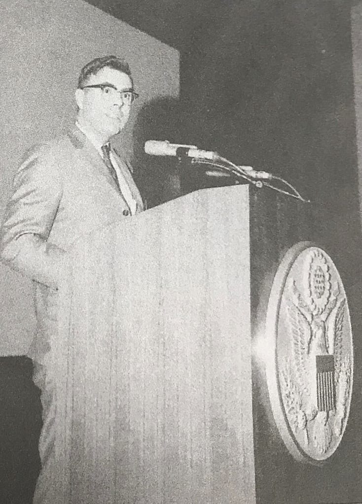 photo of Dario speaking in 1968 at the National Conference of Standard Laboratories