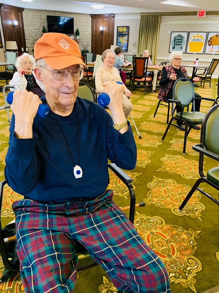 photo of residents at Morning Pointe of Louisville doing exercises