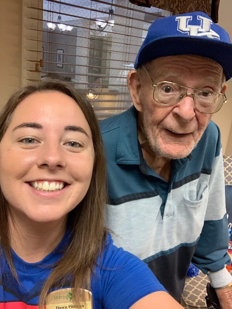 photo of Dawn Pittman with a resident