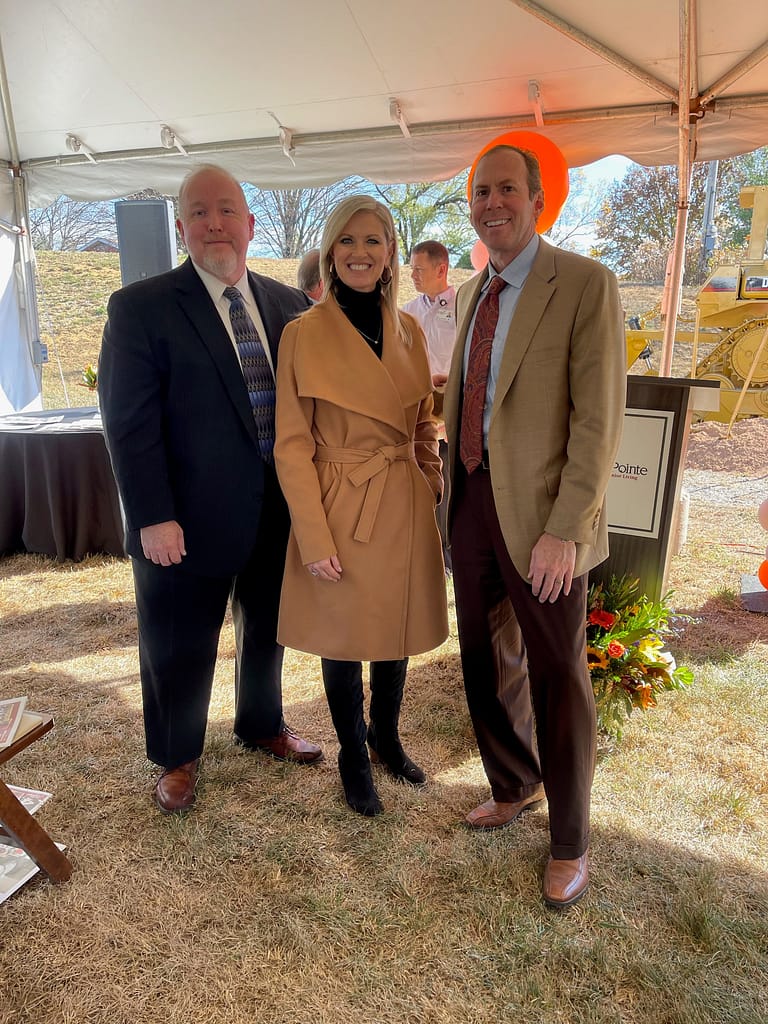 photo of Left to right: Rodney Holloman, Pastor at the Hardin Valley Church; Kim Frazier; and Franklin Farrow, Morning Pointe Senior Living Co-Founder and CEO