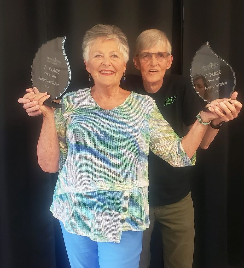 photo of Lane Wilkinson and Nancy Stuenkel, winners of the 2022 Seniors Got Talent Franklin show