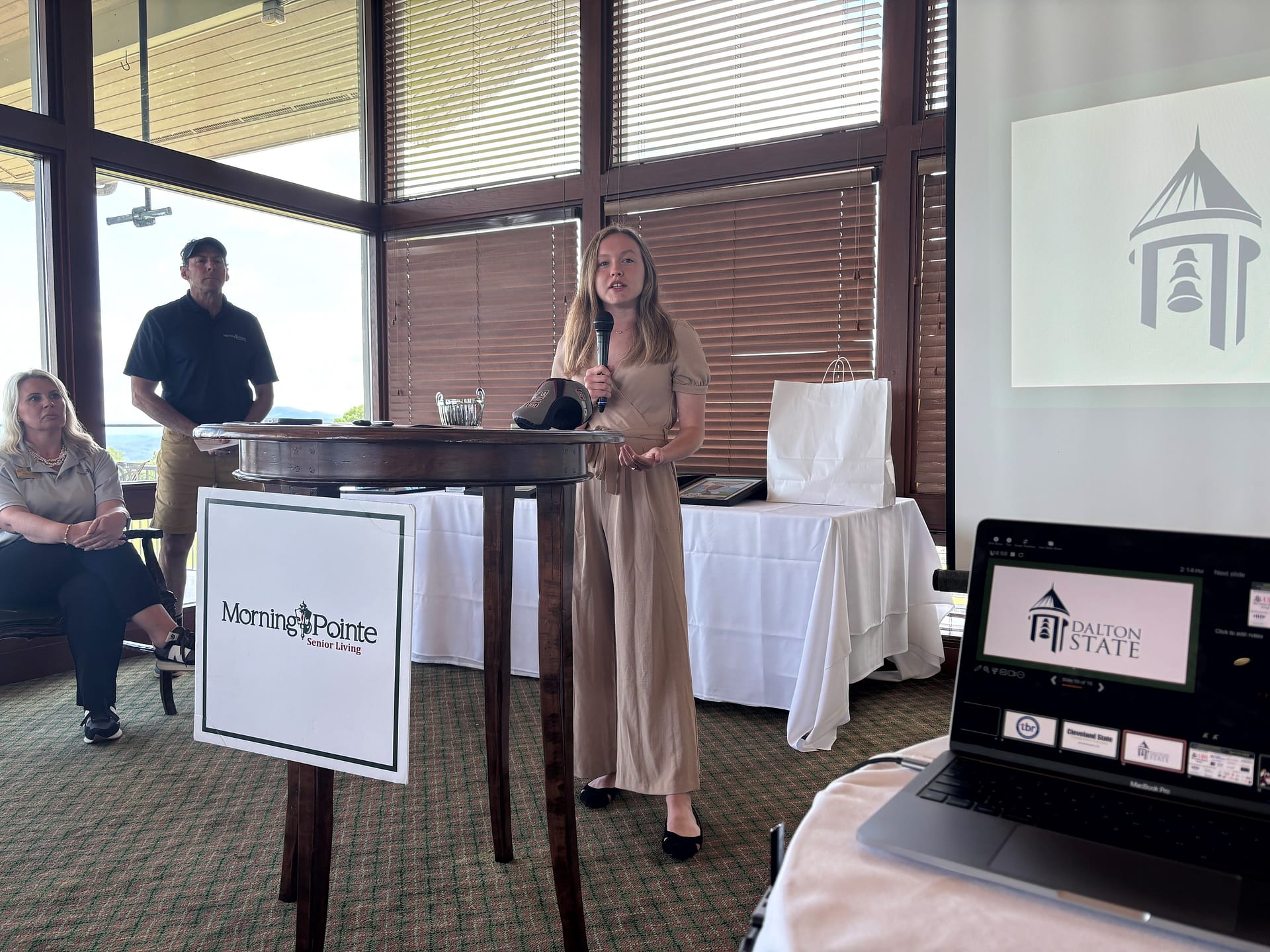 photo of Sydnee Brown, 2024 Dalton State Morning Pointe Foundation Scholarship Recipient, shared her experience at the awards luncheon