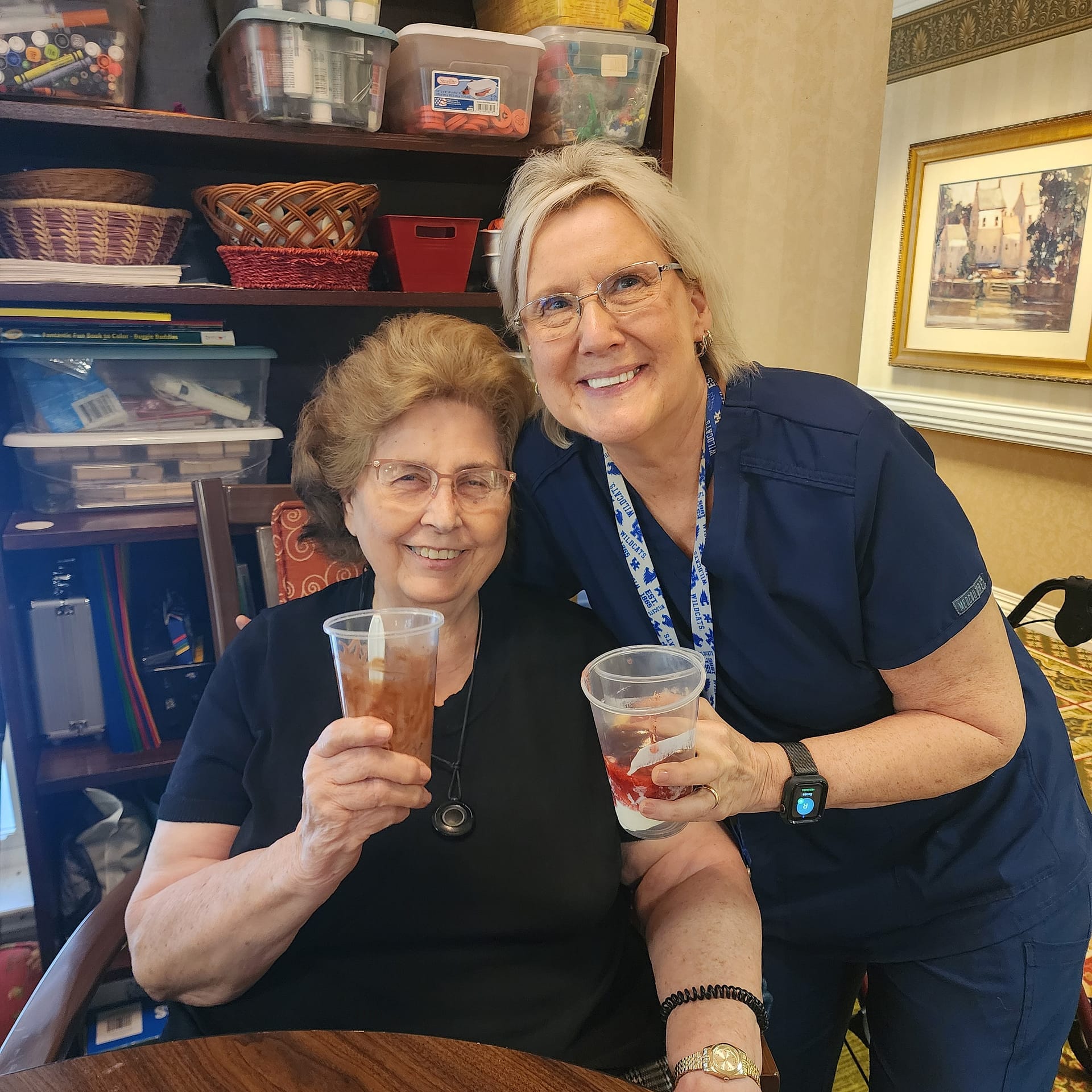 photo of Drema with resident Barbara Ayers