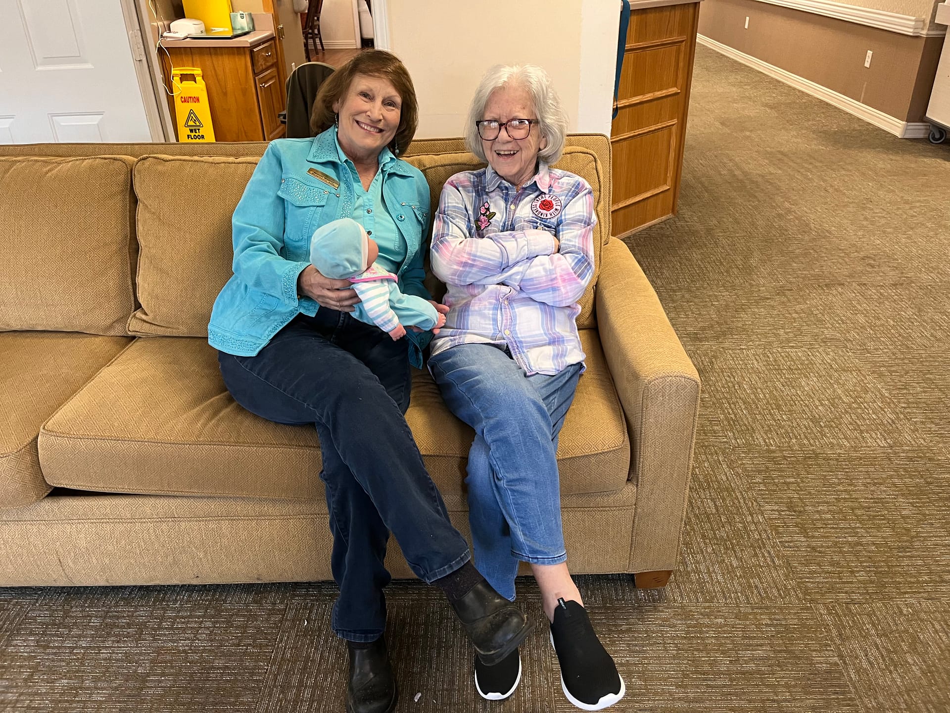 Marcia visiting with one of the Lantern residents