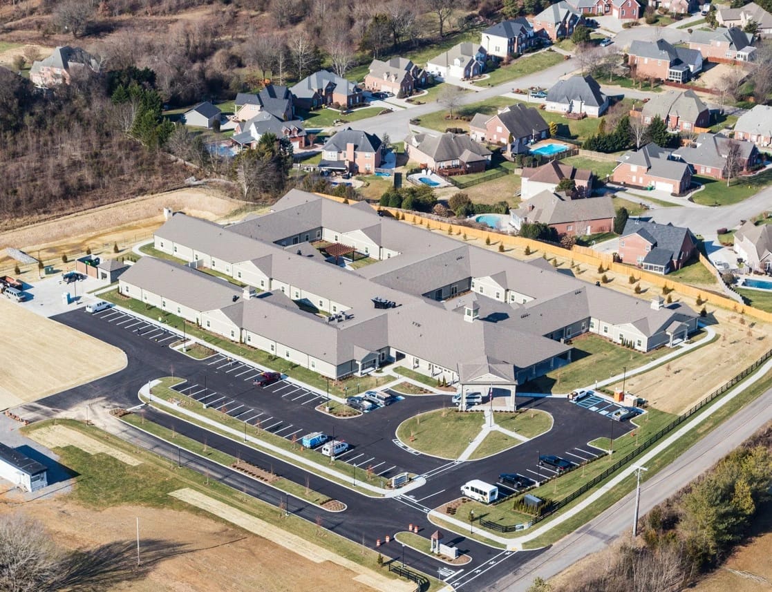 Hardin valley aerial view of building