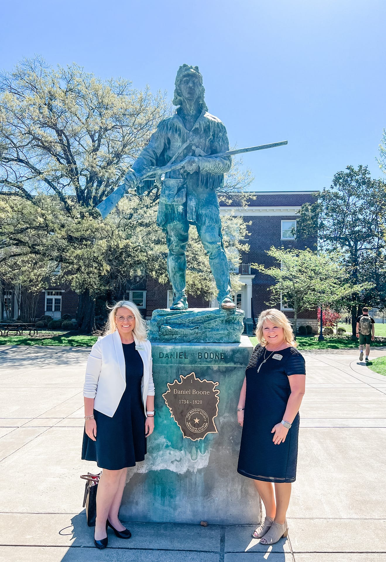 Miranda Perez, Morning Pointe Foundation Executive Director; and Cristy Winkler, Executive Director at Morning Pointe of Richmond, on the Eastern Kentucky University campus