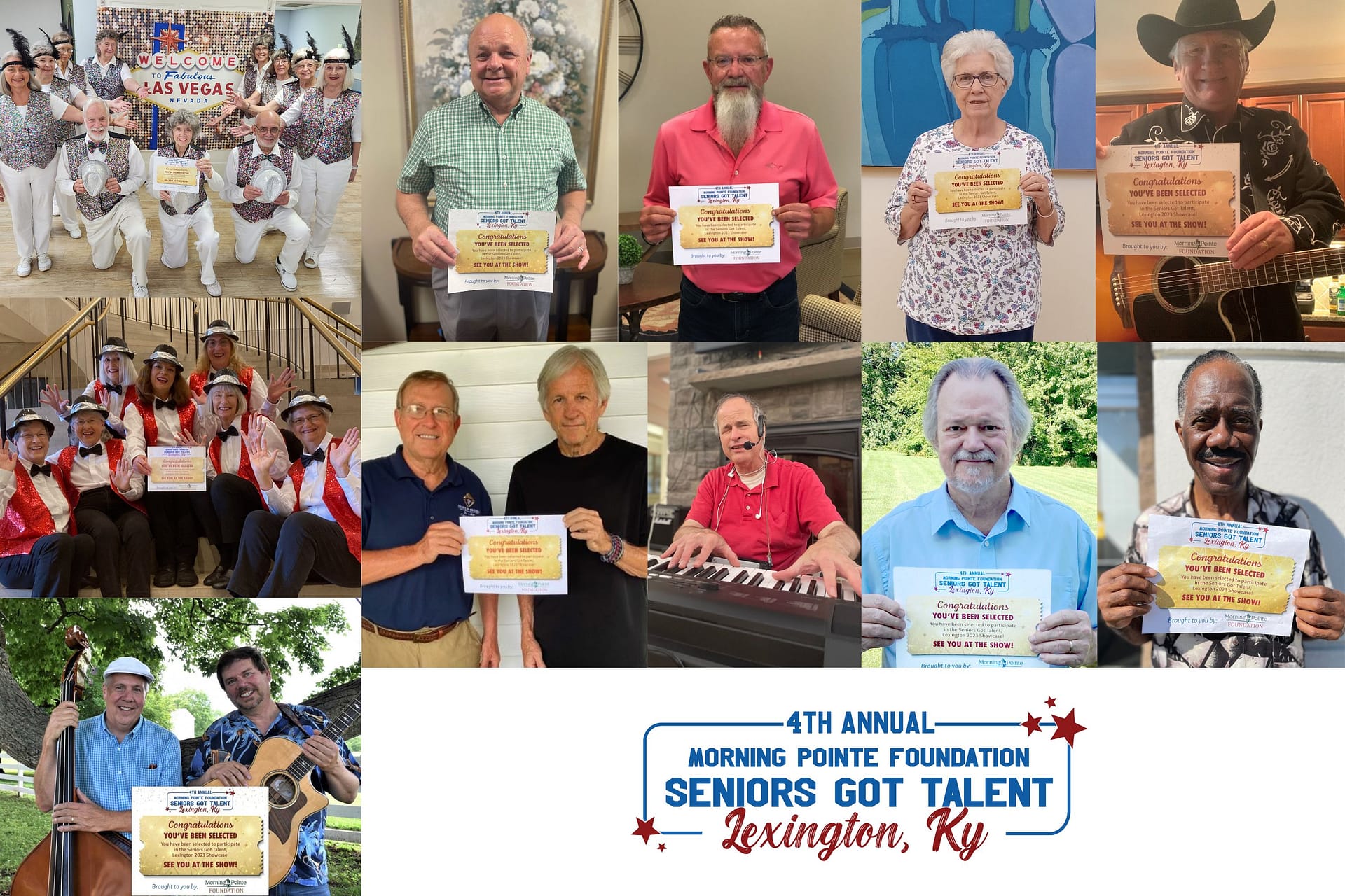 Morning Pointe Lexington 2023 Seniors Got Talent show contestants collage
